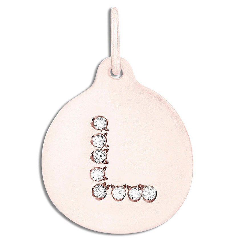 "L" Alphabet Charm Pavé Diamonds Jewelry Helen Ficalora 14k Pink Gold For Necklaces And Bracelets