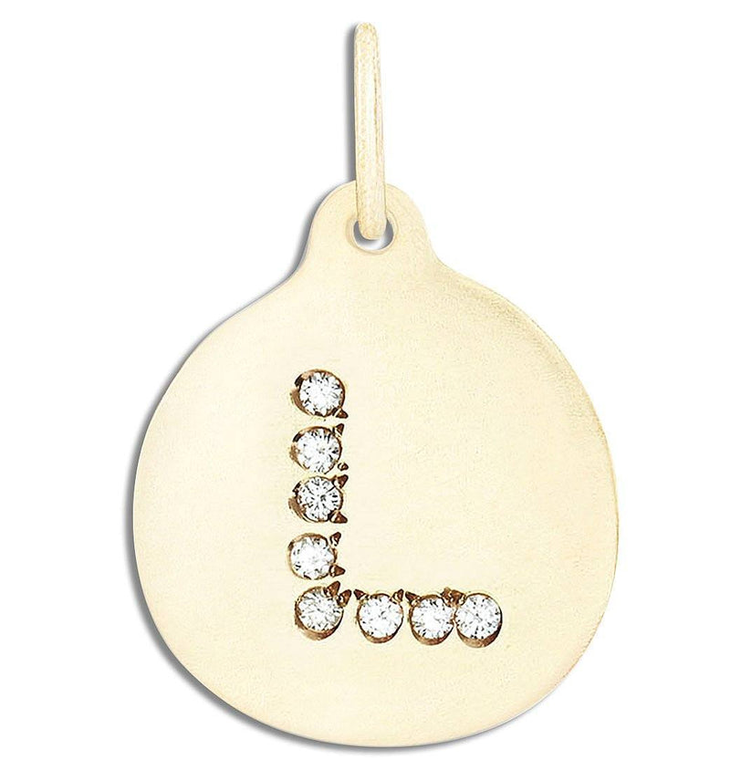 "L" Alphabet Charm Pavé Diamonds Jewelry Helen Ficalora 14k Yellow Gold For Necklaces And Bracelets