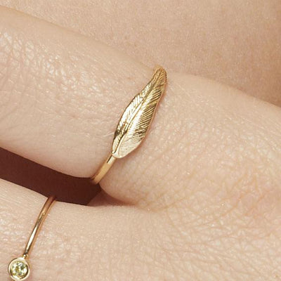 Large Feather Stacking Ring Jewelry Helen Ficalora 14k Yellow Gold