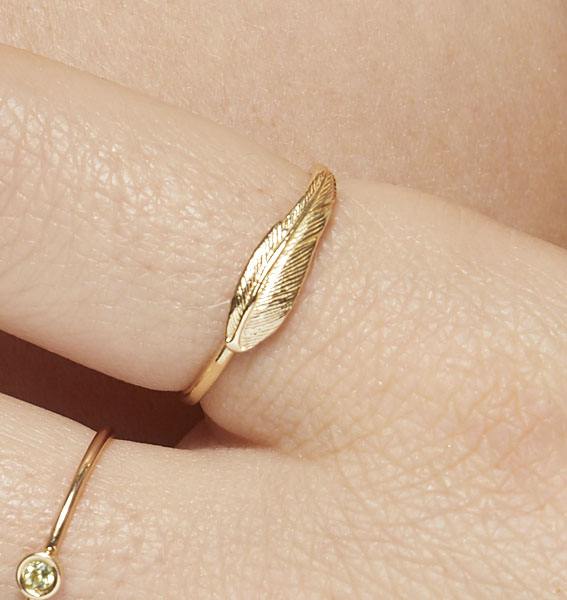 Large Feather Stacking Ring Jewelry Helen Ficalora 14k Yellow Gold