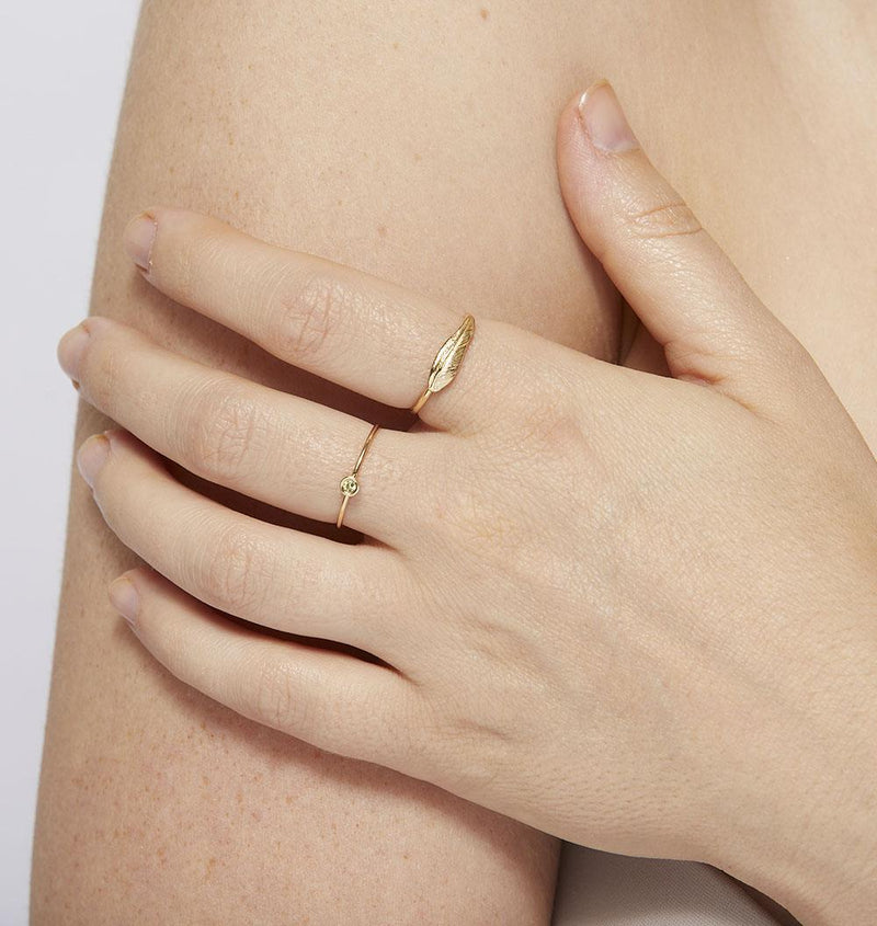 Large Feather Stacking Ring Jewelry Helen Ficalora 14k Yellow Gold