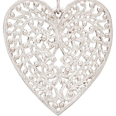 Large Filigree Heart Charm Jewelry Helen Ficalora 14k White Gold