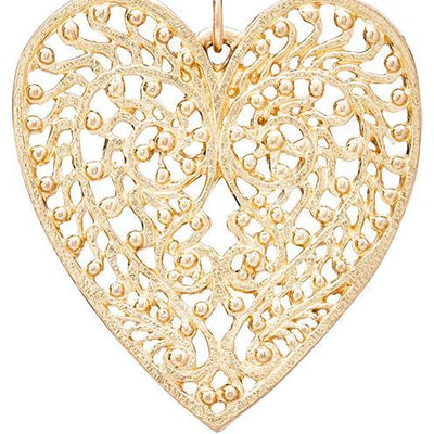Large Filigree Heart Charm Jewelry Helen Ficalora 14k Yellow Gold