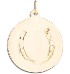Large Horseshoe Disk Charm Jewelry Helen Ficalora 14k Yellow Gold