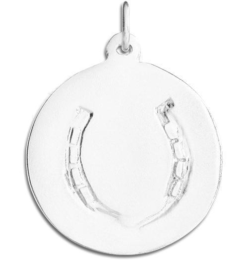 Large Horseshoe Disk Charm Jewelry Helen Ficalora Sterling Silver 