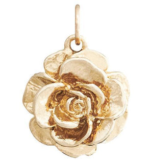 Large Tea Rose Flower Charm Jewelry Helen Ficalora 14k Yellow Gold