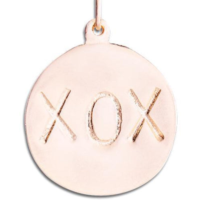 Large "XOX" Disk Charm Jewelry Helen Ficalora 14k Pink Gold