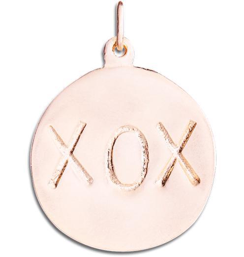 Large "XOX" Disk Charm Jewelry Helen Ficalora 14k Pink Gold