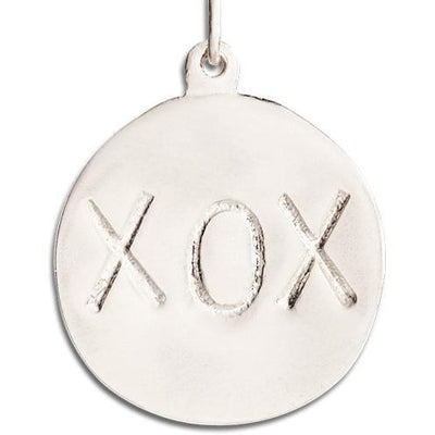 Large "XOX" Disk Charm Jewelry Helen Ficalora 14k White Gold
