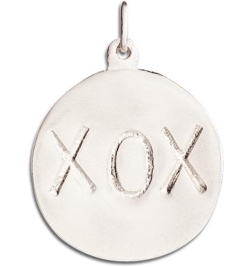 Large "XOX" Disk Charm Jewelry Helen Ficalora 14k White Gold