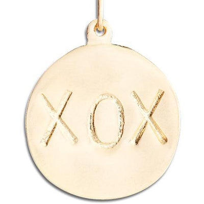 Large "XOX" Disk Charm Jewelry Helen Ficalora 14k Yellow Gold