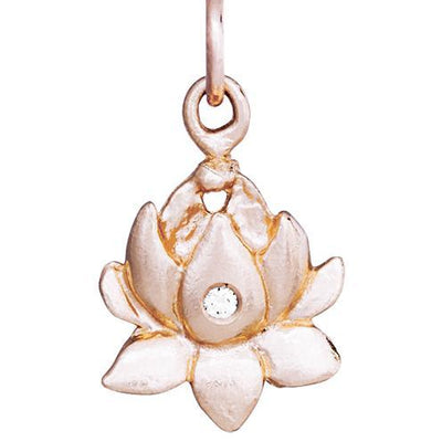 Lotus Flower Charm With Diamond Jewelry Helen Ficalora 14k Pink Gold For Necklaces And Bracelets