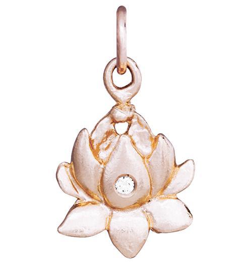 Lotus Flower Charm With Diamond Jewelry Helen Ficalora 14k Pink Gold For Necklaces And Bracelets