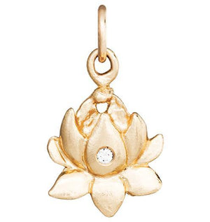 Lotus Flower Charm With Diamond Jewelry Helen Ficalora 14k Yellow Gold For Necklaces And Bracelets