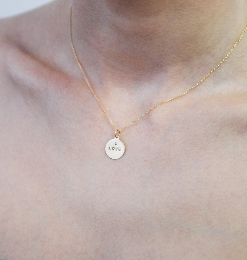"Love" Diamond Necklace Charm - Helen Ficalora