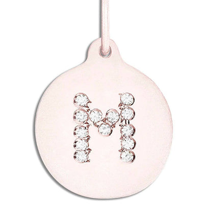 "M" Alphabet Charm Pavé Diamonds Jewelry Helen Ficalora 14k Pink Gold For Necklaces And Bracelets