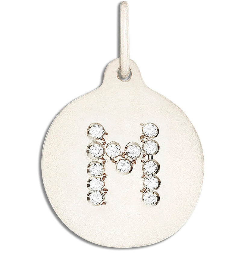 "M" Alphabet Charm Pavé Diamonds Jewelry Helen Ficalora 14k White Gold For Necklaces And Bracelets