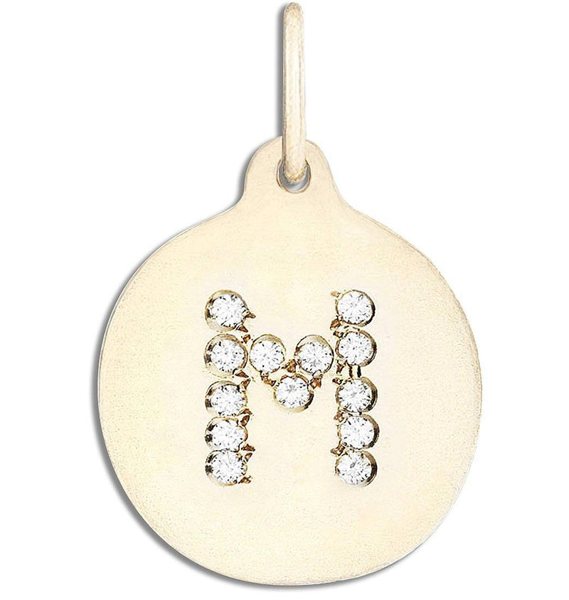 "M" Alphabet Charm Pavé Diamonds Jewelry Helen Ficalora 14k Yellow Gold For Necklaces And Bracelets