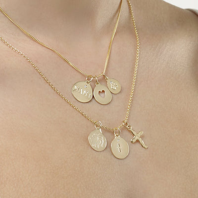 14K Gold "Mami" Necklace Charm With Diamond