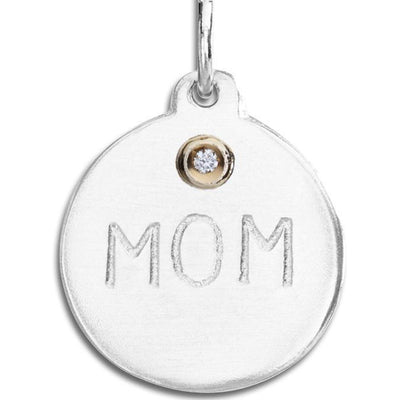 "Mom" Disk Charm With Diamond Jewelry Helen Ficalora For Necklaces And Bracelets