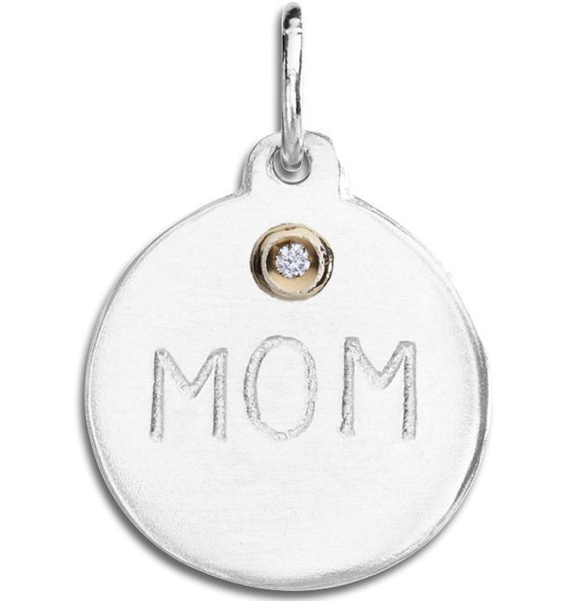 "Mom" Disk Charm With Diamond Jewelry Helen Ficalora For Necklaces And Bracelets