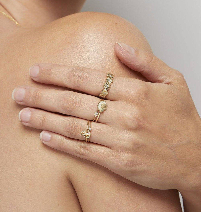 Helen Ficalora 14k Yellow Gold Stacking Scallop Shell Ring