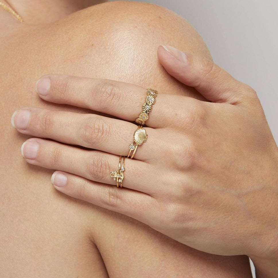 Helen Ficalora Simple Diamond Stacking Ring in 14k Yellow Gold