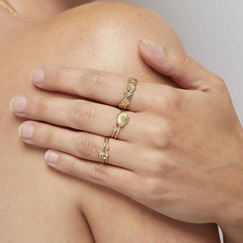 Helen Ficalora Simple Diamond Stacking Ring in 14k Yellow Gold