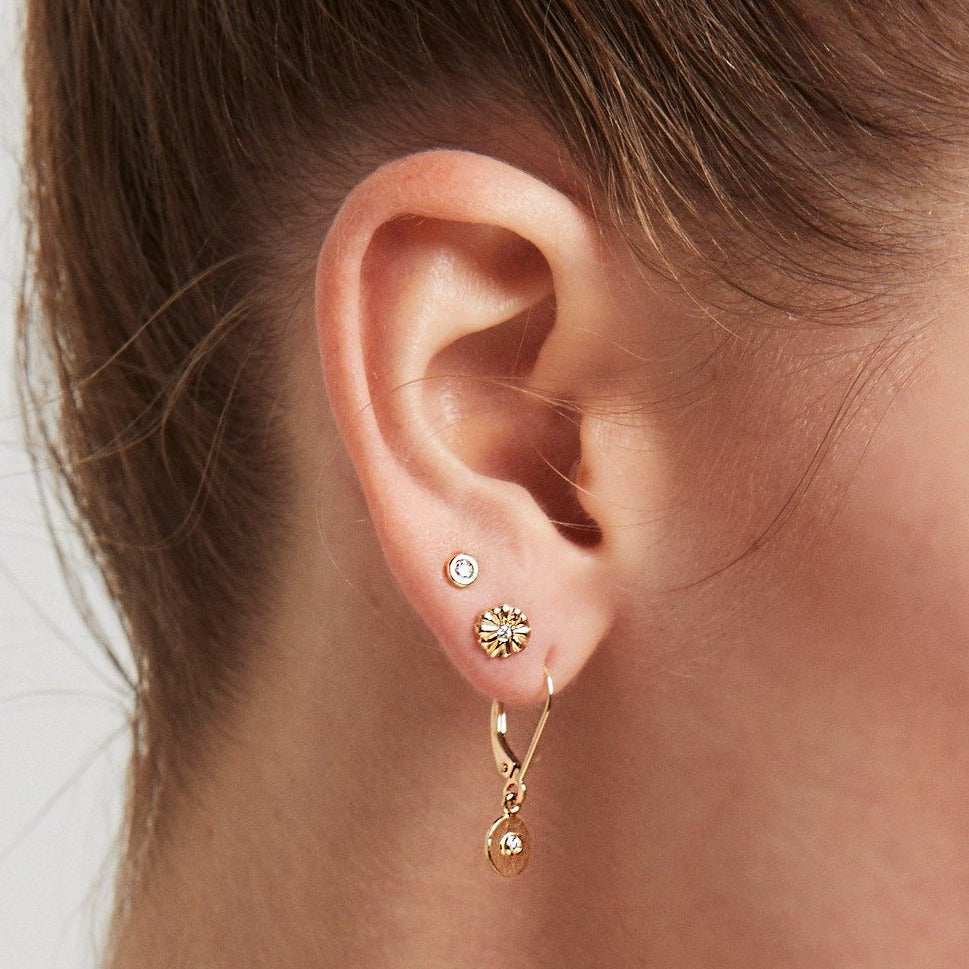 Helen Ficalora 14K Gold Bezel Set Diamond Stud Earrings
