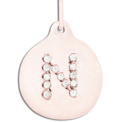 "N" Alphabet Charm Pavé Diamonds Jewelry Helen Ficalora 14k Pink Gold For Necklaces And Bracelets