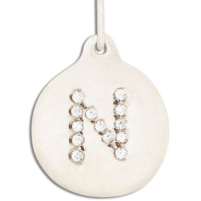 "N" Alphabet Charm Pavé Diamonds Jewelry Helen Ficalora 14k White Gold For Necklaces And Bracelets