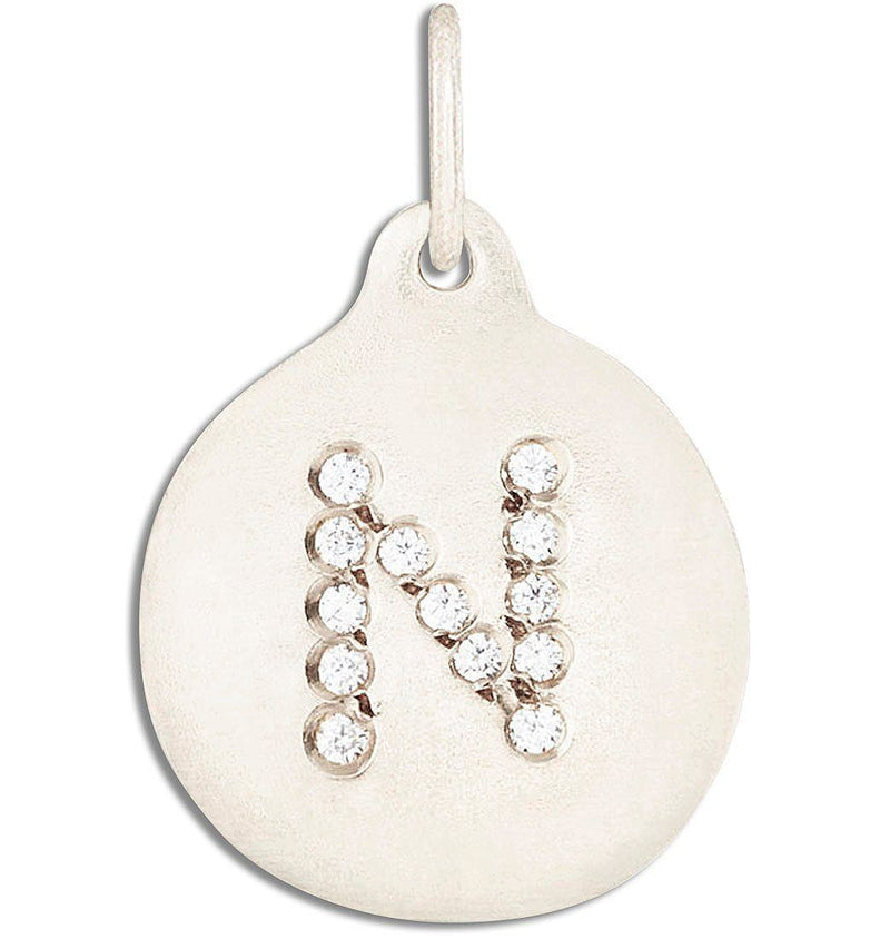 "N" Alphabet Charm Pavé Diamonds Jewelry Helen Ficalora 14k White Gold For Necklaces And Bracelets