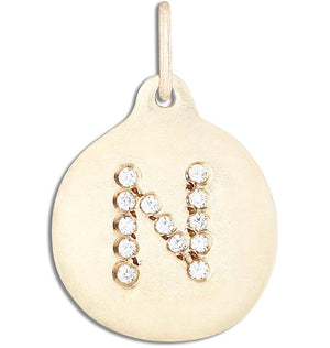 "N" Alphabet Charm Pavé Diamonds Jewelry Helen Ficalora 14k Yellow Gold For Necklaces And Bracelets