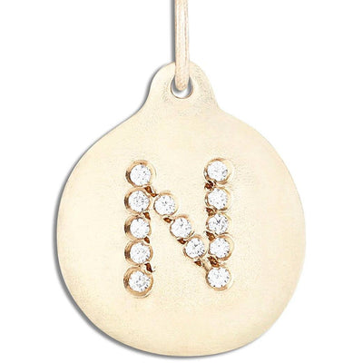 "N" Alphabet Charm Pavé Diamonds Jewelry Helen Ficalora 14k Yellow Gold For Necklaces And Bracelets