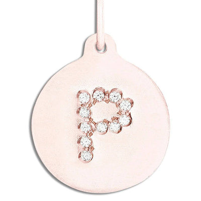 "P" Alphabet Charm Pavé Diamonds Jewelry Helen Ficalora 14k Pink Gold For Necklaces And Bracelets