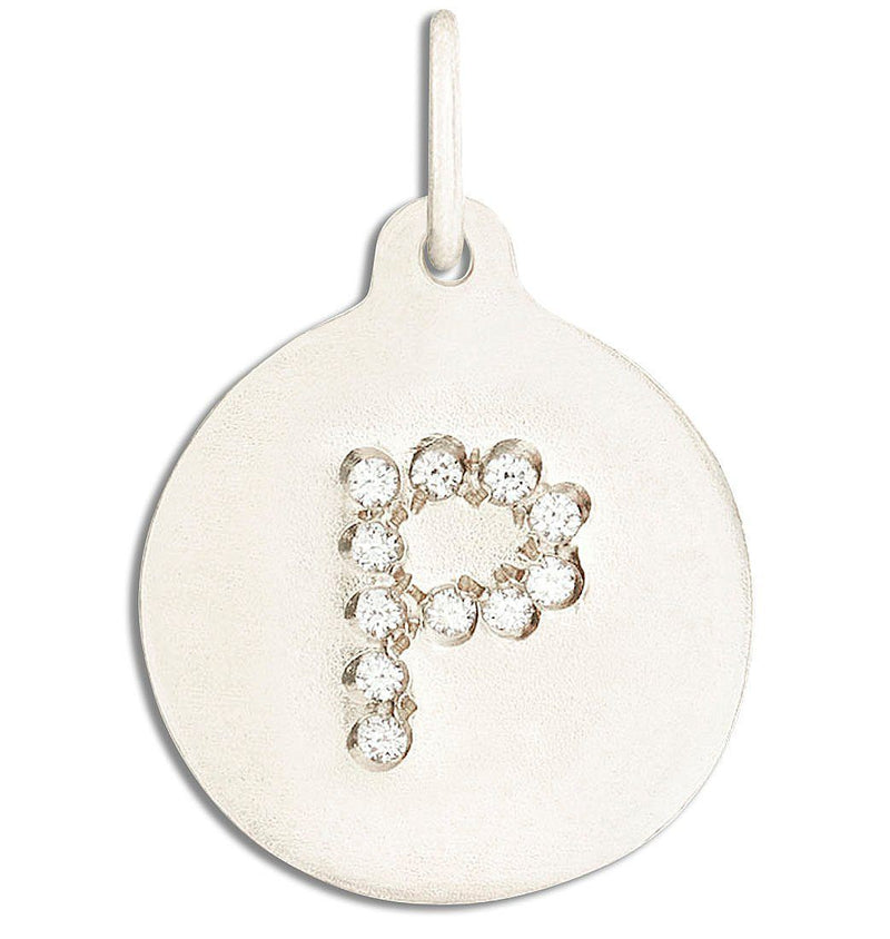 "P" Alphabet Charm Pavé Diamonds Jewelry Helen Ficalora 14k White Gold For Necklaces And Bracelets