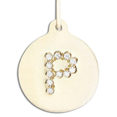 "P" Alphabet Charm Pavé Diamonds Jewelry Helen Ficalora 14k Yellow Gold For Necklaces And Bracelets