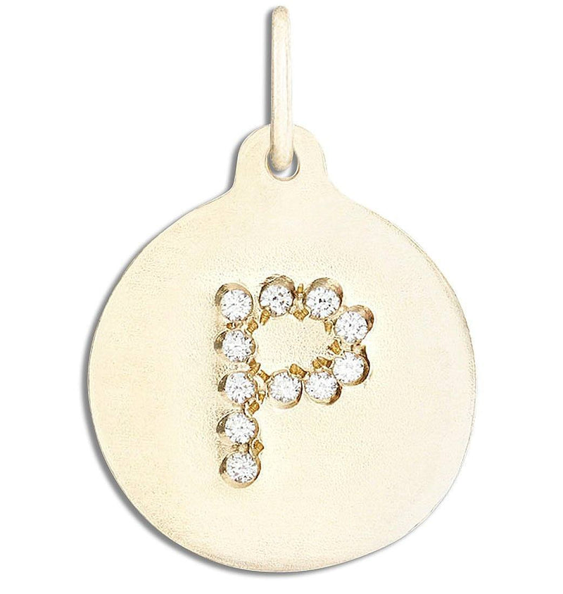 "P" Alphabet Charm Pavé Diamonds Jewelry Helen Ficalora 14k Yellow Gold For Necklaces And Bracelets