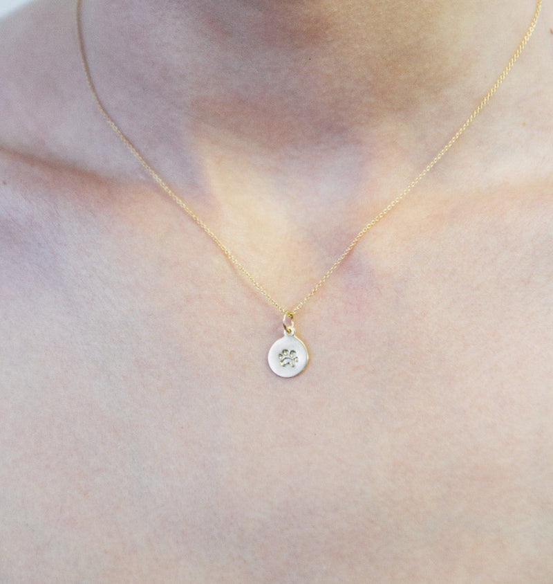 Helen Ficalora Small 14K Gold Dog Paw Pendant