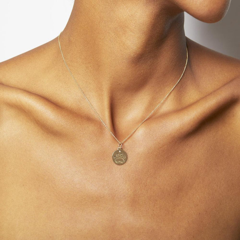 Helen Ficalora Gold Paw Print Charm With Diamond