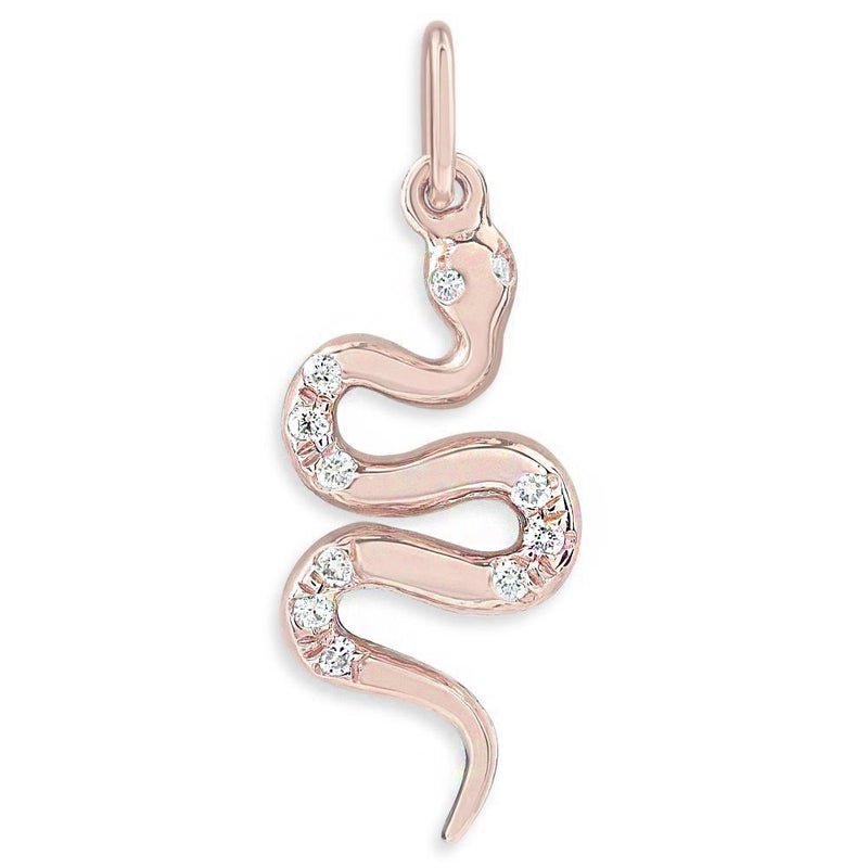 Helen Ficalora's Snake Mini Charm Pave Diamonds 14k Pink Gold