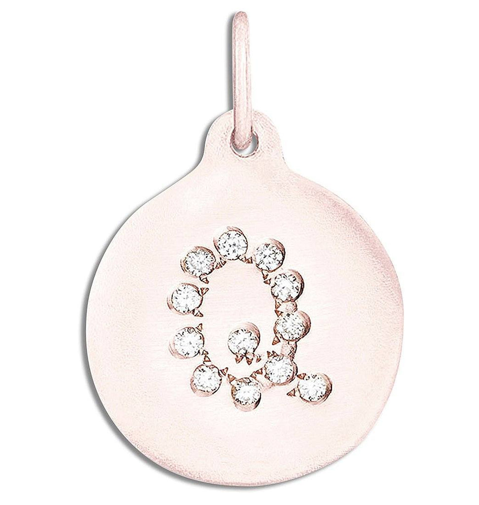 "Q" Alphabet Charm Pavé Diamonds Jewelry Helen Ficalora 14k Pink Gold For Necklaces And Bracelets