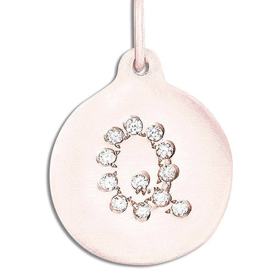 "Q" Alphabet Charm Pavé Diamonds Jewelry Helen Ficalora 14k Pink Gold For Necklaces And Bracelets