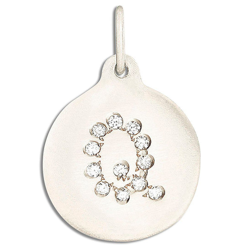 "Q" Alphabet Charm Pavé Diamonds Jewelry Helen Ficalora 14k White Gold For Necklaces And Bracelets