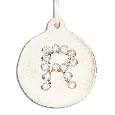 "R" Alphabet Charm Pavé Diamonds Jewelry Helen Ficalora 14k White Gold For Necklaces And Bracelets