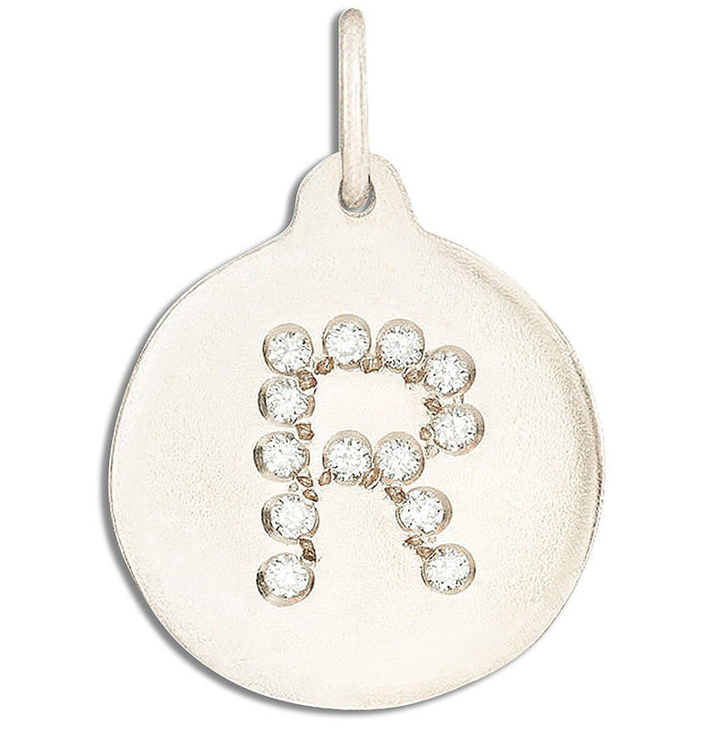 "R" Alphabet Charm Pavé Diamonds Jewelry Helen Ficalora 14k White Gold For Necklaces And Bracelets