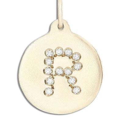 "R" Alphabet Charm Pavé Diamonds Jewelry Helen Ficalora 14k Yellow Gold For Necklaces And Bracelets