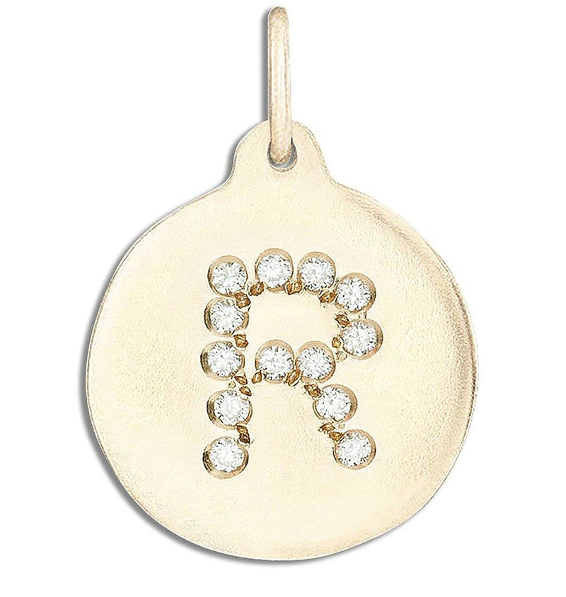 "R" Alphabet Charm Pavé Diamonds Jewelry Helen Ficalora 14k Yellow Gold For Necklaces And Bracelets