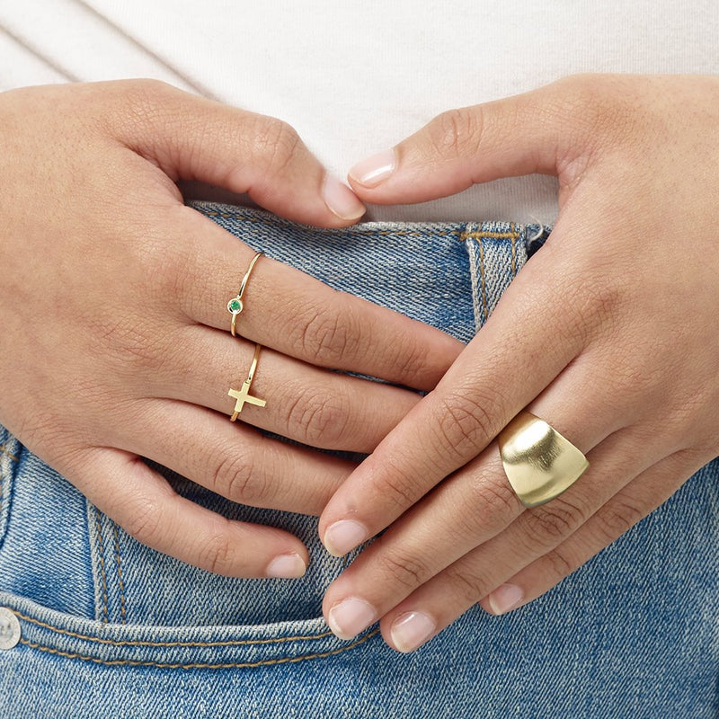 Birth Jewel Stacking Ring With Peridot Jewelry Helen Ficalora 14k Yellow Gold 5