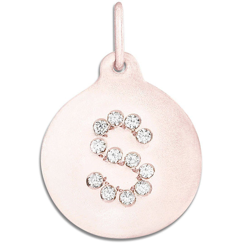 "S" Alphabet Charm Pavé Diamonds Jewelry Helen Ficalora 14k Pink Gold For Necklaces And Bracelets